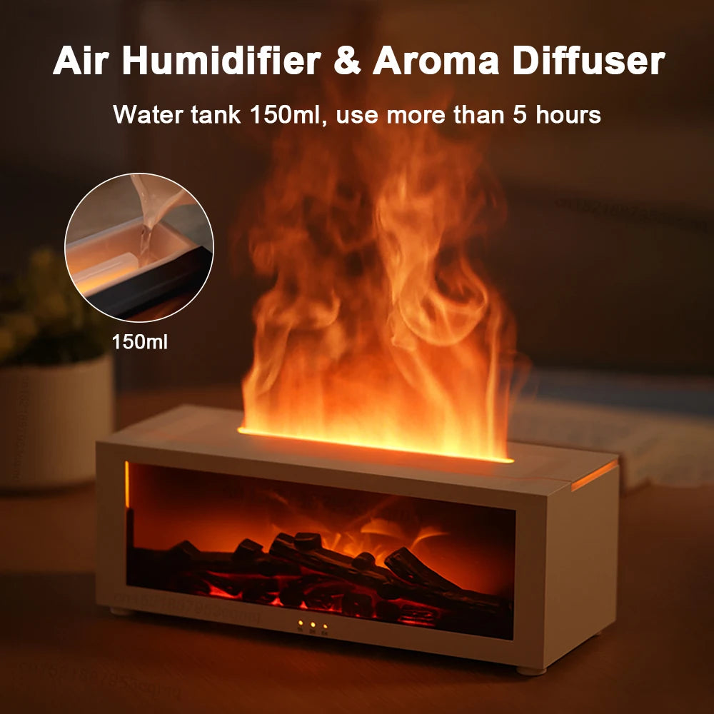 3D Flame Aromatherapy Diffuser – Colorful Essential Oil Humidifier with Realistic Flame Effect and Powerful Mist Output