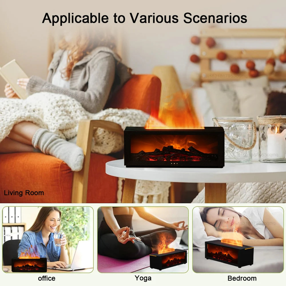3D Flame Aromatherapy Diffuser – Colorful Essential Oil Humidifier with Realistic Flame Effect and Powerful Mist Output